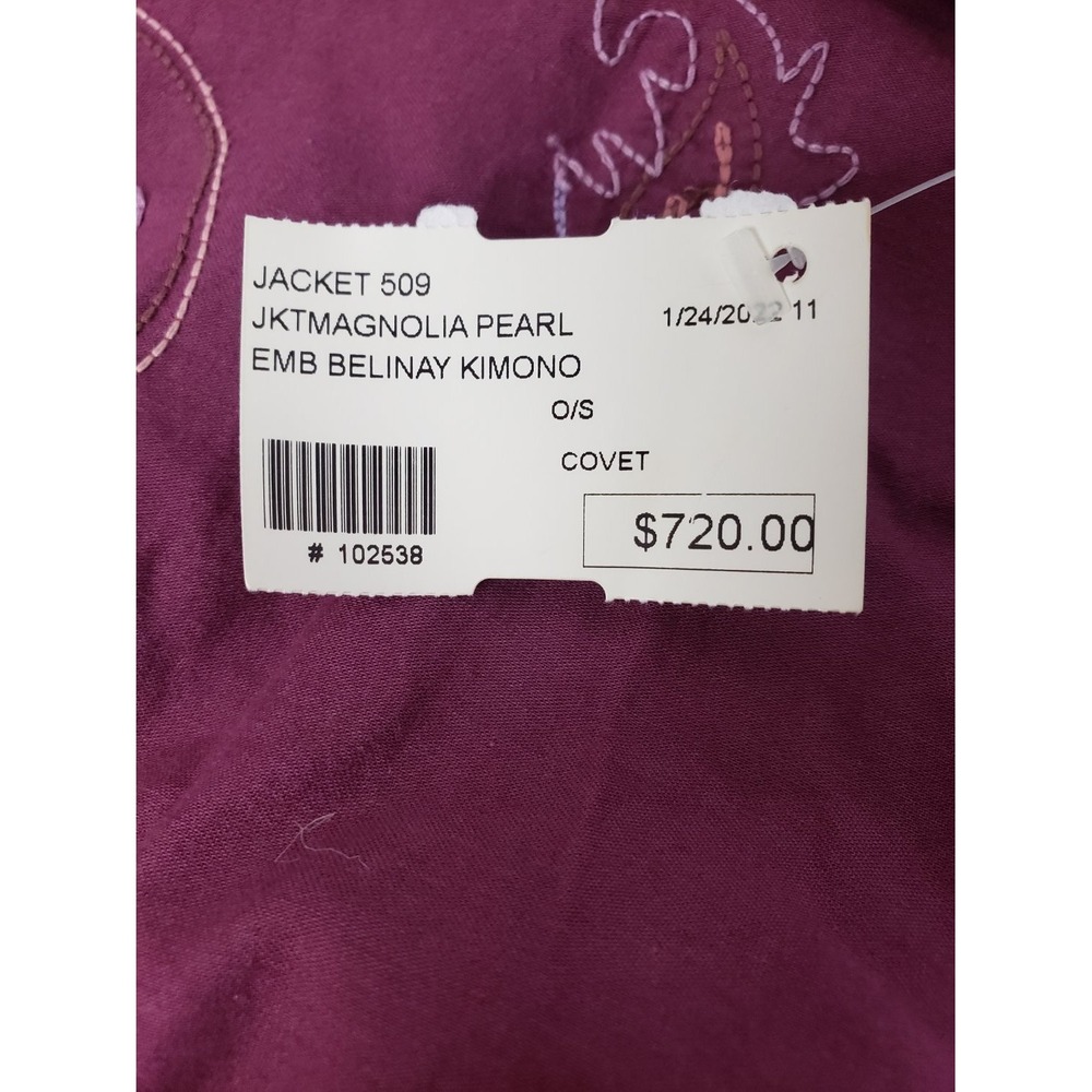 Magnolia Pearl Belinay Kimono Jacket Plum Floral Embroidered Cotton One Size NWT - Picture 11 of 13